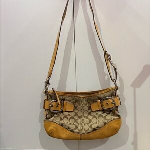 Coach Tan and Brown Shoulder Bag